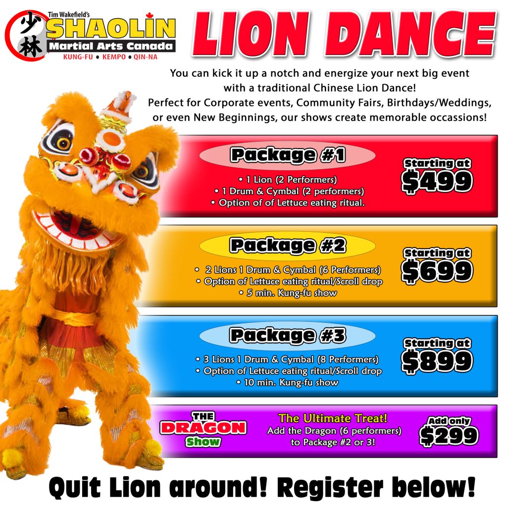Pricing Guide for having a Shaolin Lion Dance Performance