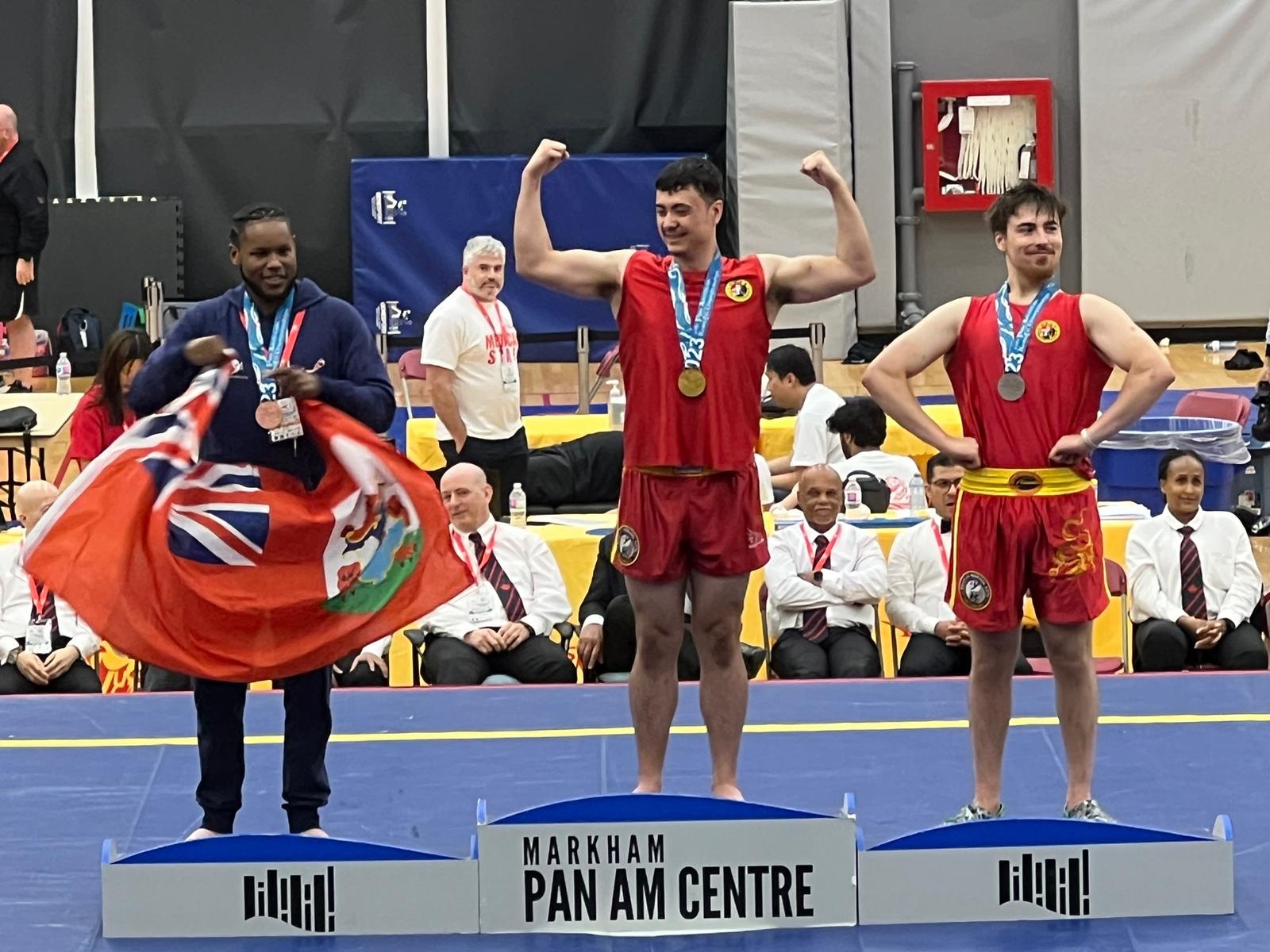 Two Shaolin Martial Arts Athlete Fighters winning first and second place at the Pan American Kung-fu Games at the Pan-Am Centre